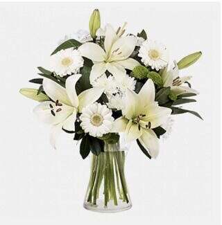 All White Arrangement with Lilies